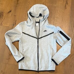Nike tech Gray Full-Zip Hoodie with Black Accents
